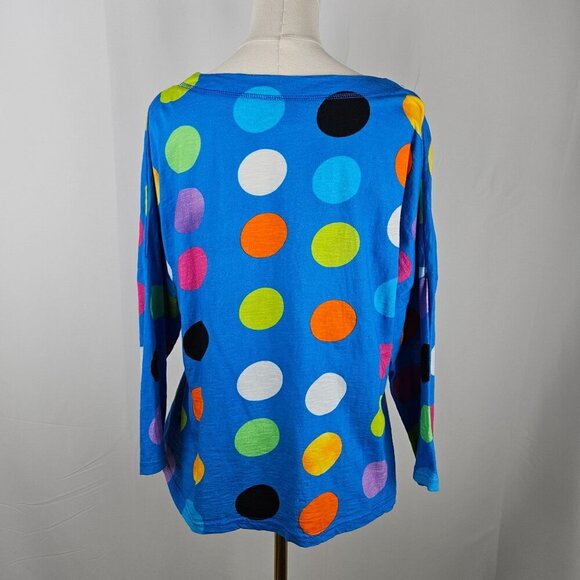 Parsley & Sage Polka Dot Long Sleeve Top Small Cotton Blue Maximalism - Picture 3 of 6